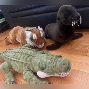 FAO Schwartz plush lot alligator, seal, tiger